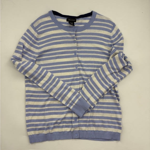 Lord & Taylor Womens Periwinkle Striped Button Up Cardigan X-Large Preppy - Picture 10 of 10